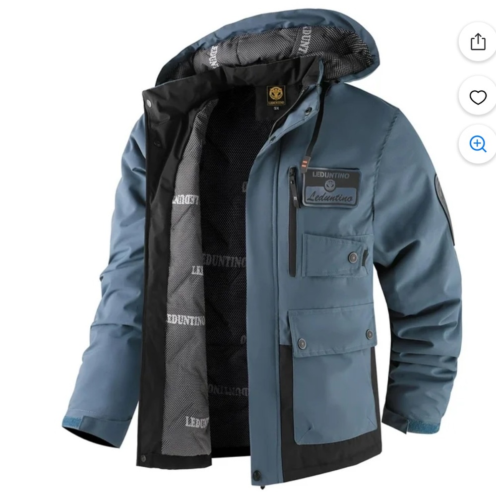 Men's Slate Blue Windbreaker Jacket with Hood